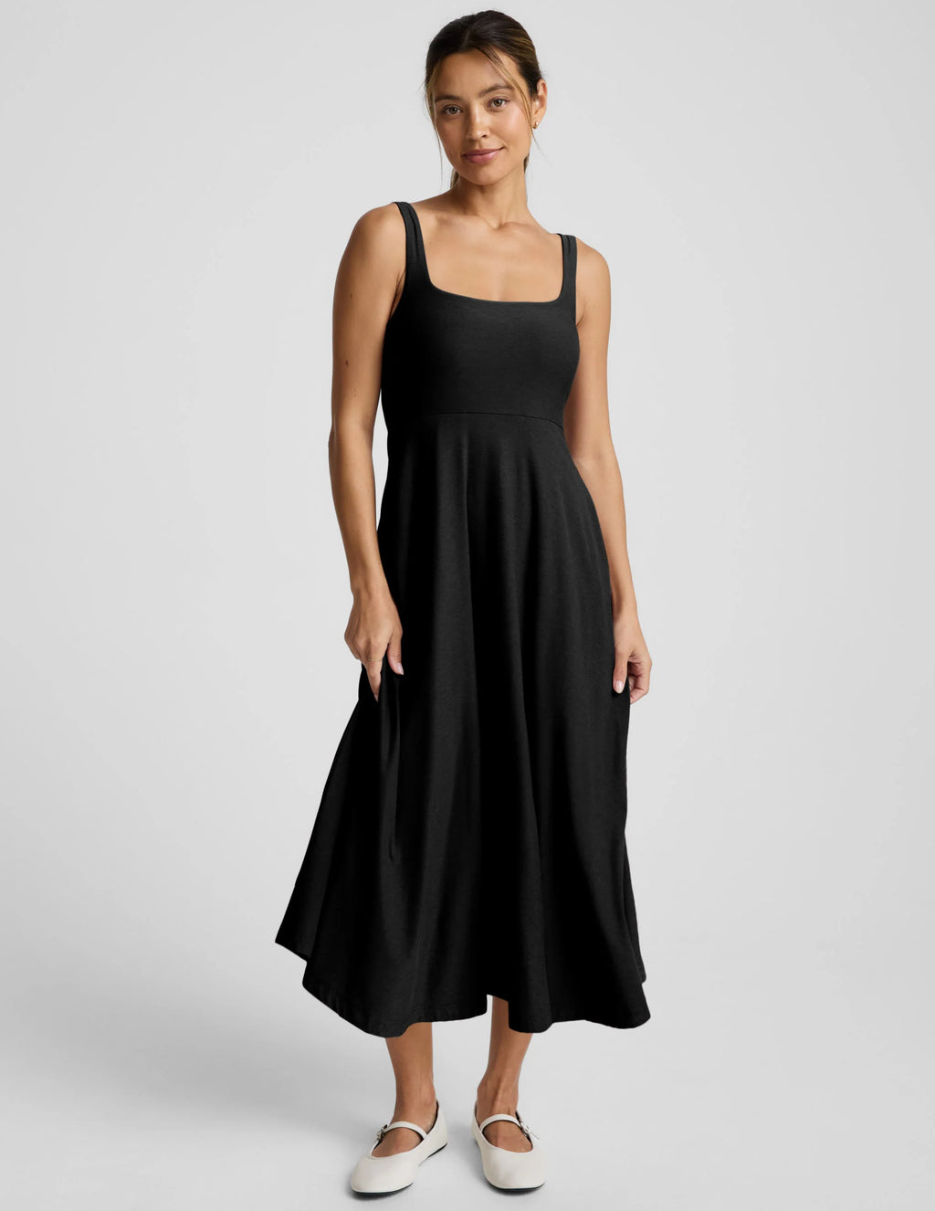 Beyond Yoga Featherweight Square Neck Midi Dress