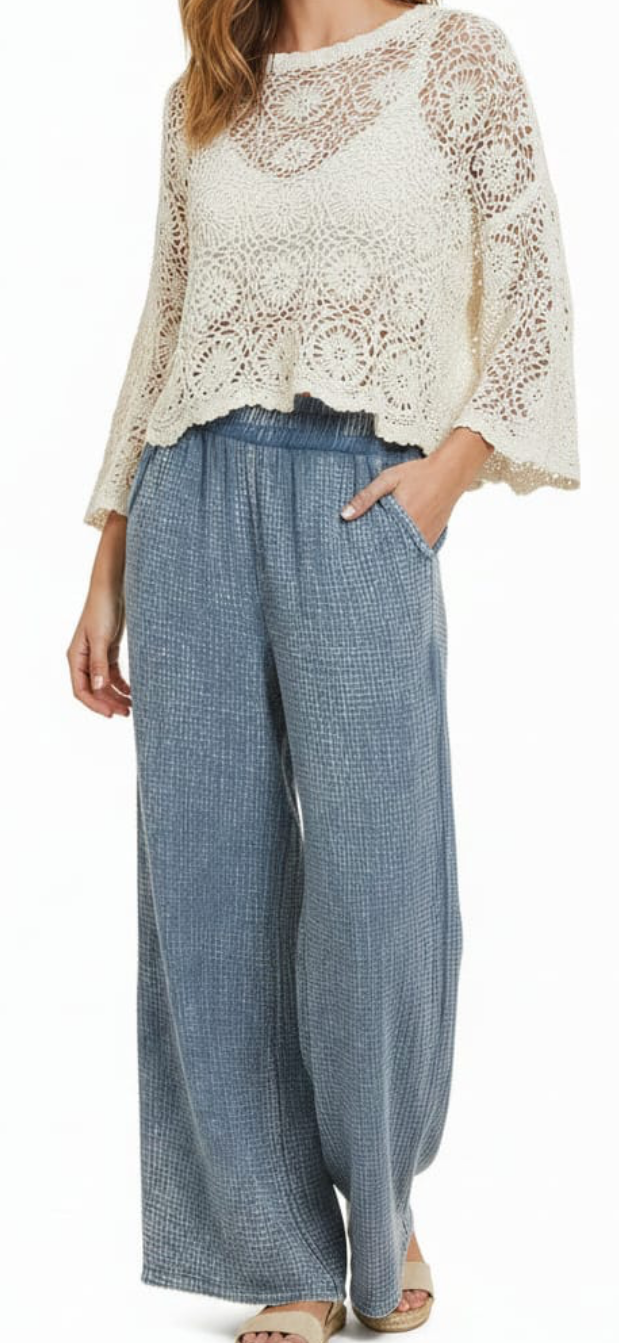 Zenana Double Gauze Wide Leg Pants